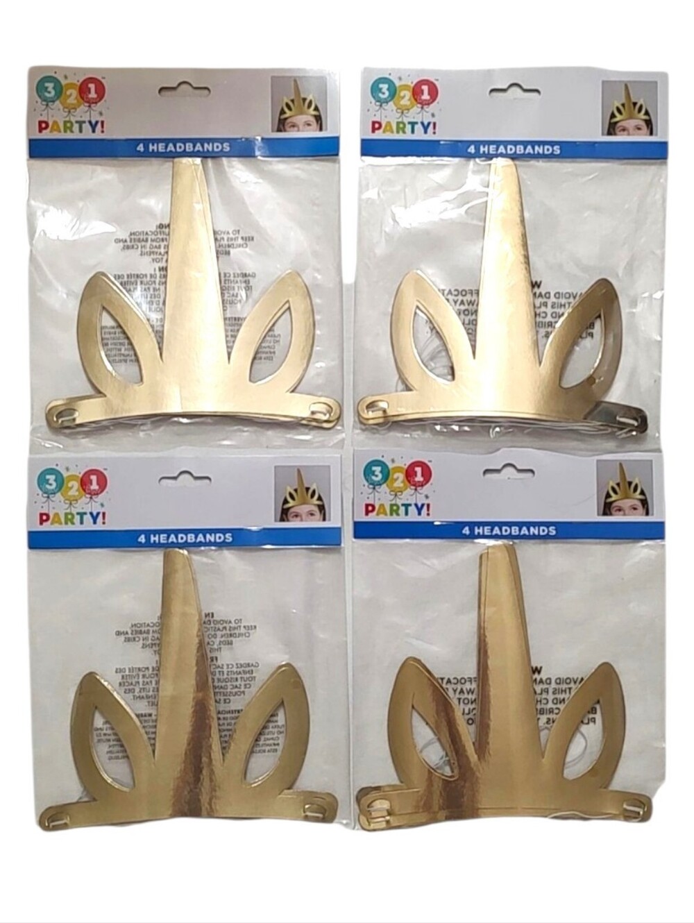 16 Gold Unicorn Headbands Party Hats Crowns Kids Costume Birthday Favors 4 Packs